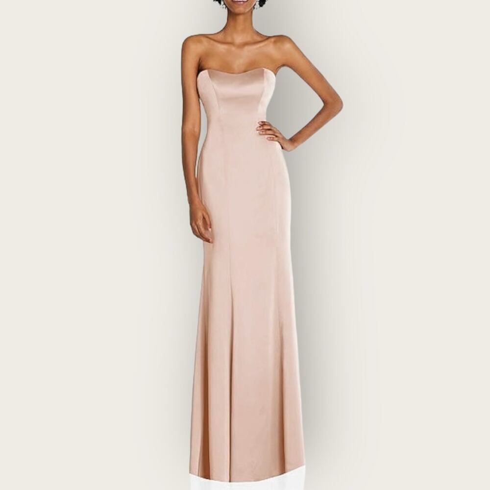 NWT | After Six | Lux Charmeuse Strapless Mermaid Dress | Cameo | Size 0R
